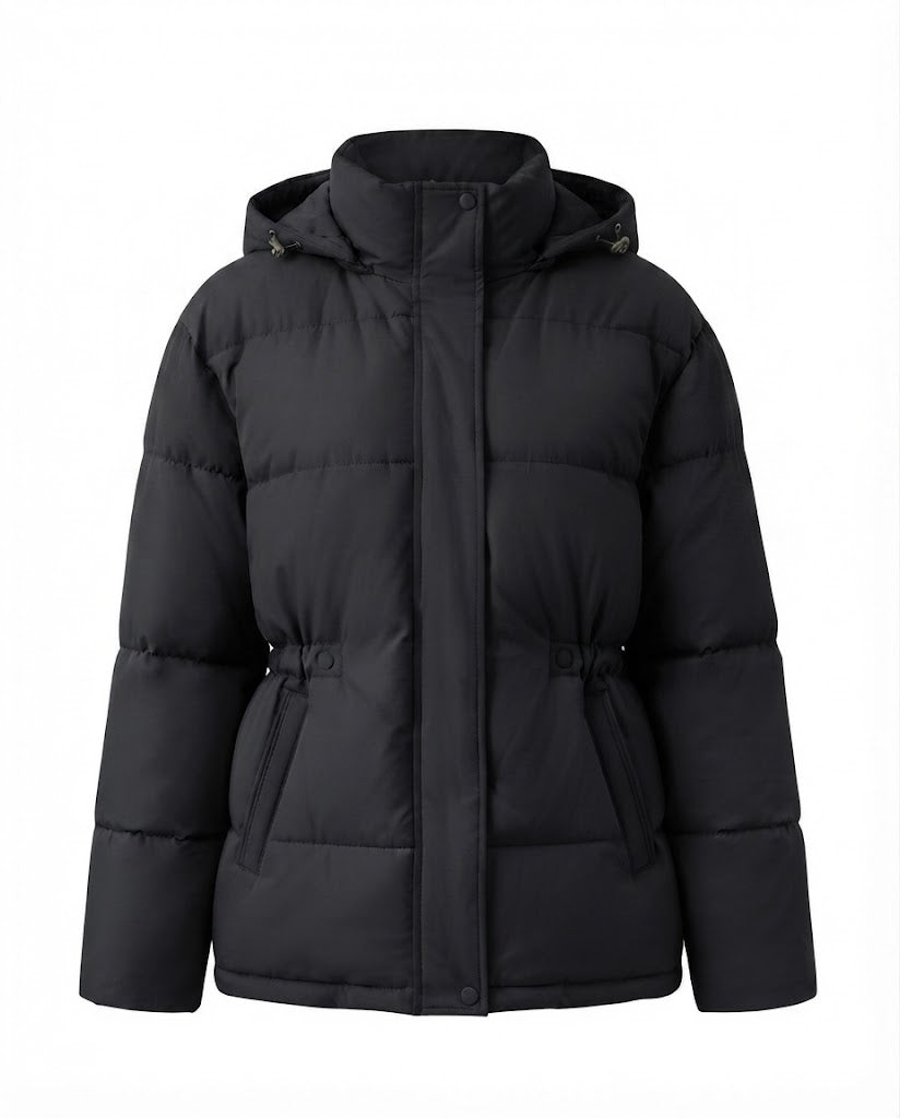 Dam Oversize Quiltad med Huva Jacka med Värmande Thermo Padding