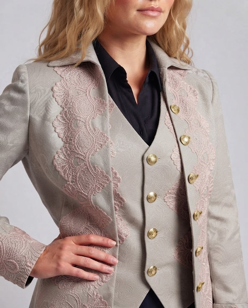 Dam elegant jacka med Opulent Lace Embellishments