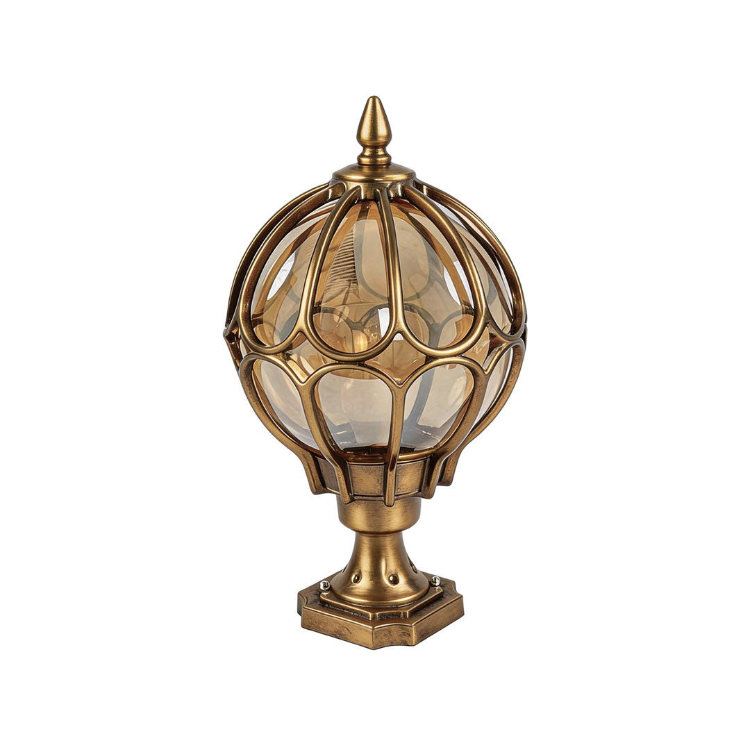 [Öppen Låda] Utomhus Glob Pelarlampor Retro Glas Glob Koppar Staketstolpe Lampa