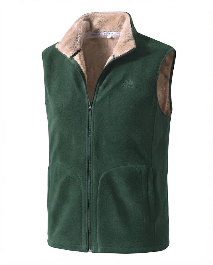 Herr Termisk Fleece Väst med Sherpa Foder, Hög Ståkrage och Dold Sidofickor