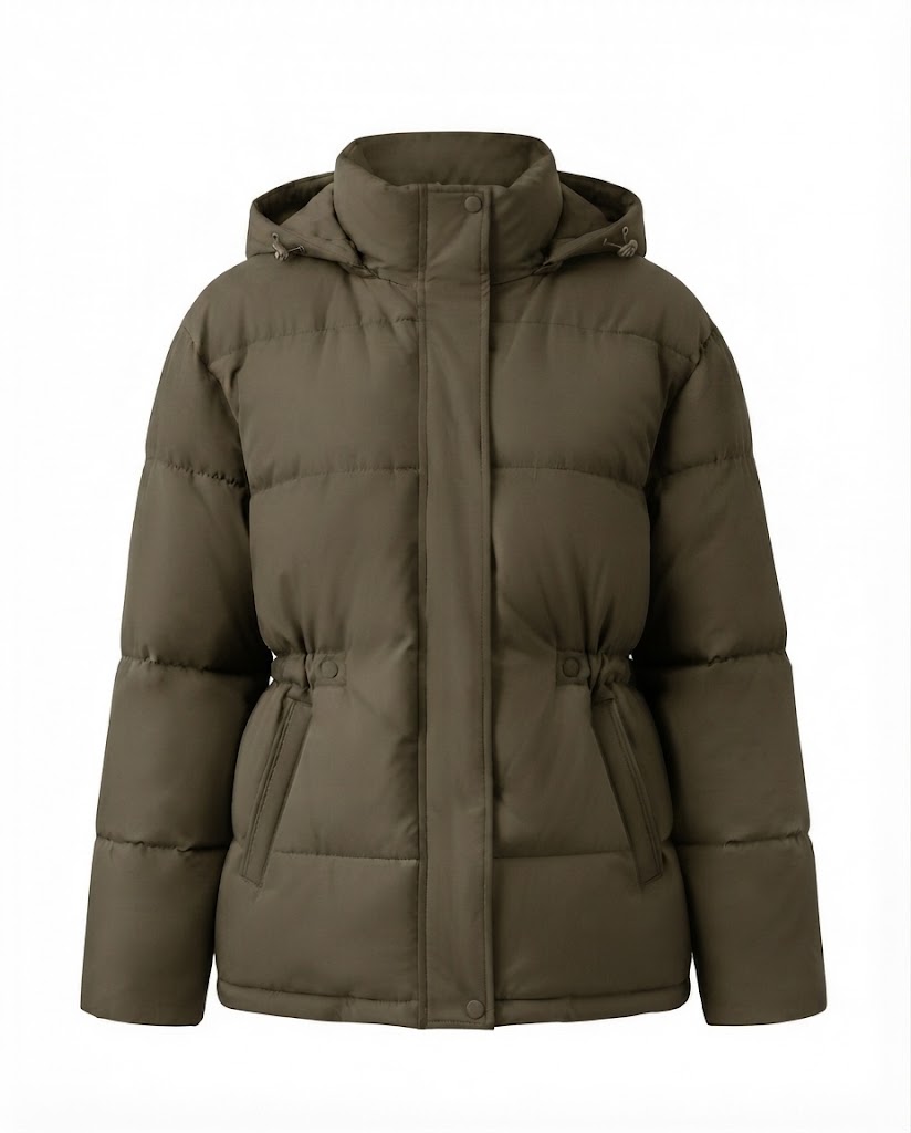 Dam Oversize Quiltad med Huva Jacka med Värmande Thermo Padding