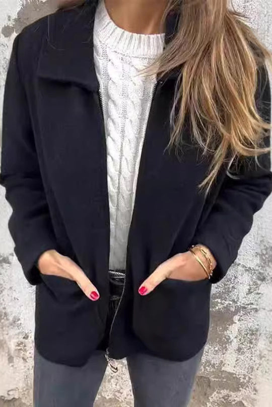 | Färg Revers Dragkedja Ficka casual Jacka