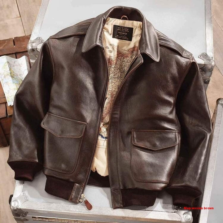 | Retro oversize Us Air Force Fur-Look Läder Kappa