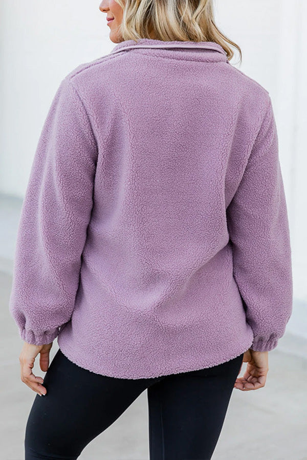 | Sherpa Kontrast Trim Dragkedja Ficka Jacka