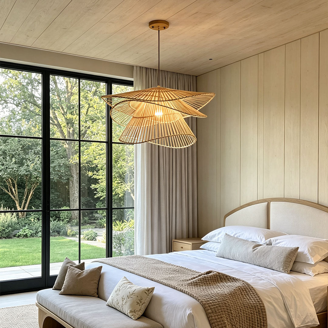 Bambu Hängande Lampa Japansk Vävd Taklampa