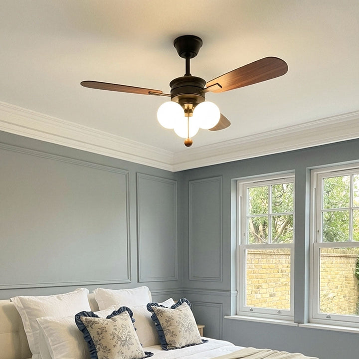 Inomhus Takfläkt med Lampa Fransk Grädde Stil Ljus