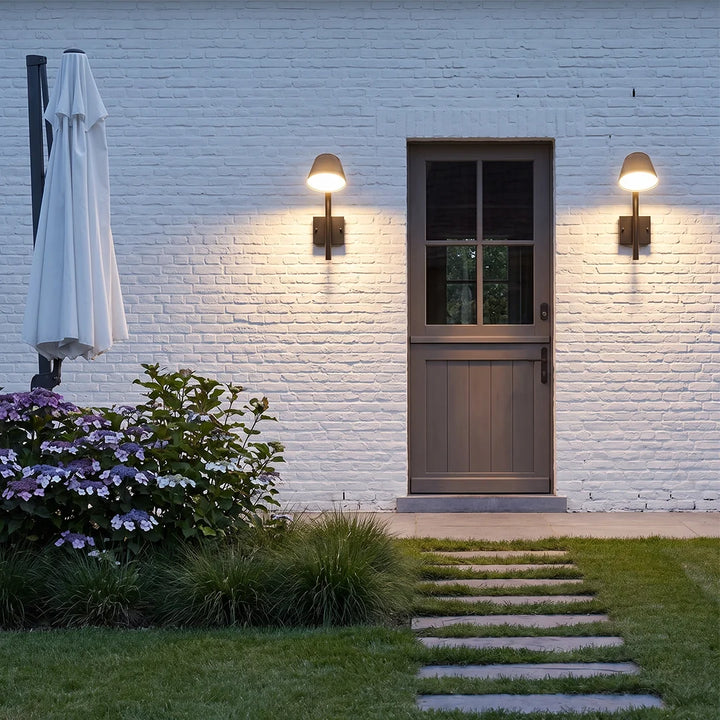 Svart Kegel Vägglampa Modern LED Utomhus Metallbelysning