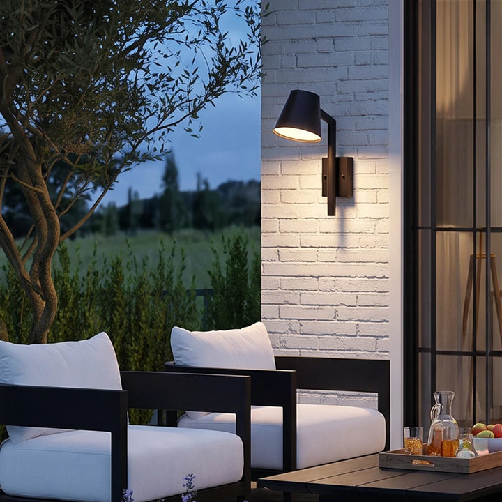 Svart Kegel Vägglampa Modern LED Utomhus Metallbelysning
