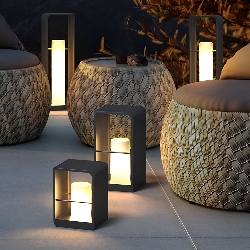 [Öppen Låda] Svart Lantern Utebelysning Rektangulär Ram Vattentät Lampa