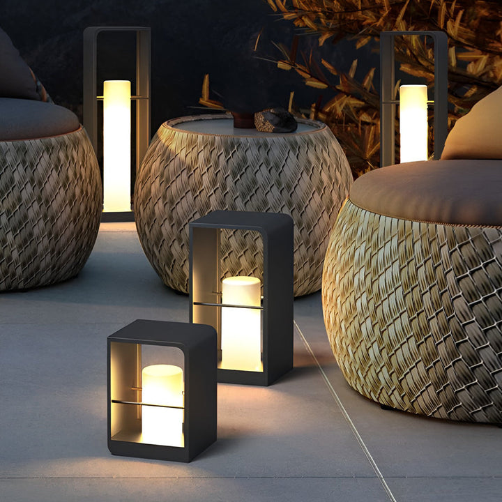 [Öppen Låda] Svart Lantern Utebelysning Rektangulär Ram Vattentät Lampa