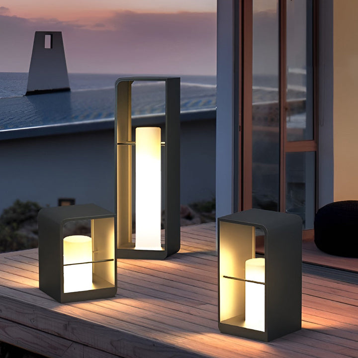 [Öppen Låda] Svart Lantern Utebelysning Rektangulär Ram Vattentät Lampa