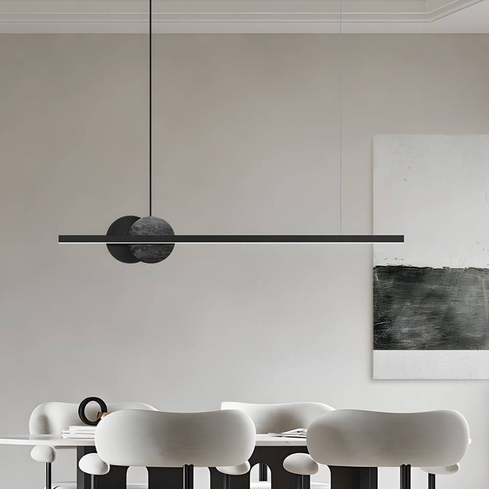 [Open-Box]Svart Linjär Rund Marmor LED Hänglampa