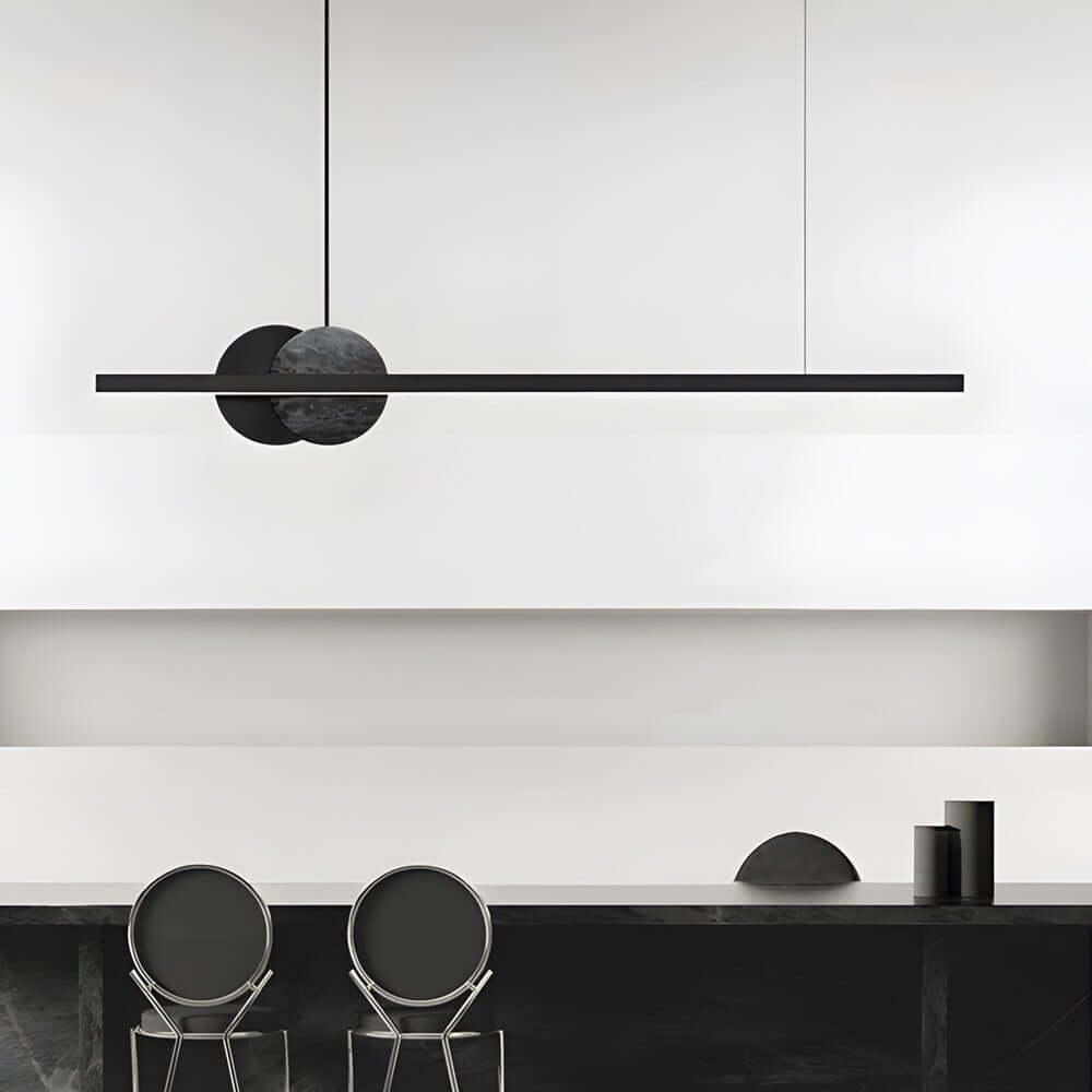 [Open-Box]Svart Linjär Rund Marmor LED Hänglampa