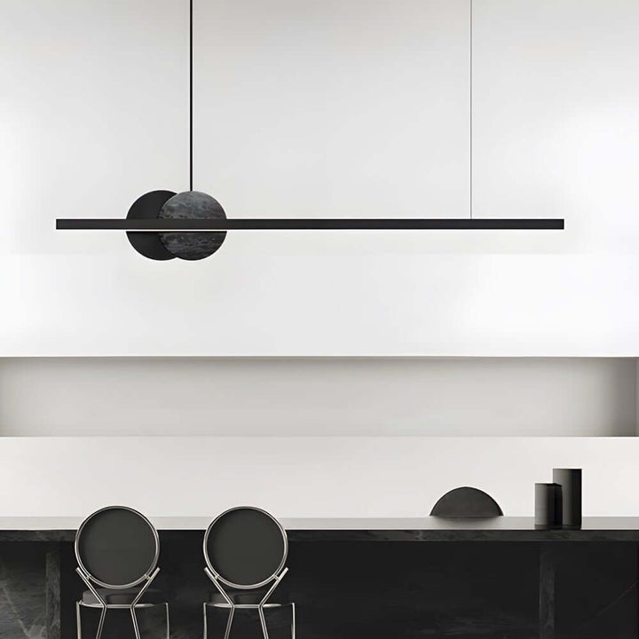 [Open-Box]Svart Linjär Rund Marmor LED Hänglampa