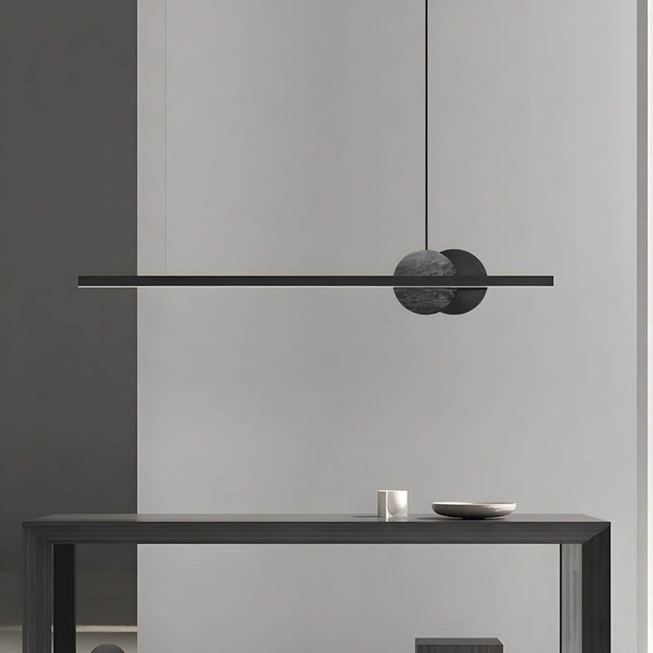 [Open-Box]Svart Linjär Rund Marmor LED Hänglampa