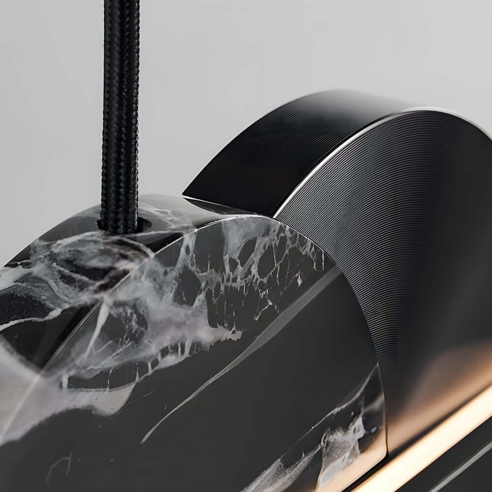 [Open-Box]Svart Linjär Rund Marmor LED Hänglampa