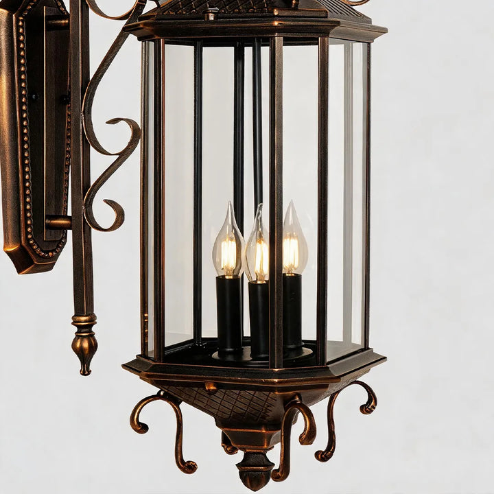 2 ST Svart Utomhus Lantern Sconce Europeisk Vintage Vägglampa