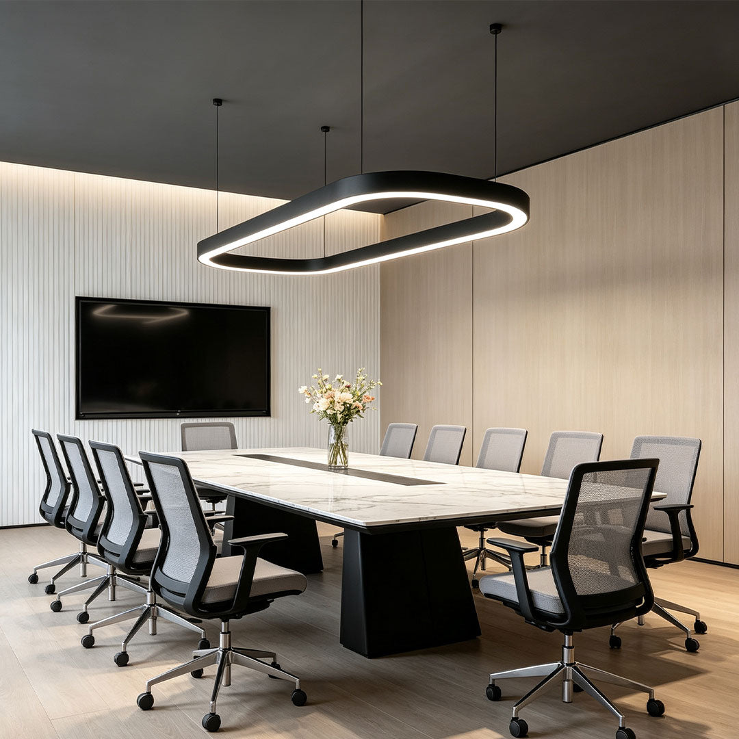 Oval Kandelaber Modern Metall LED Kontors Taklampa