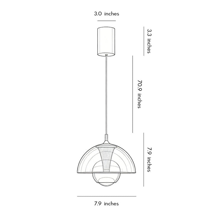 Svart Pendel Taklampa Italiensk Knopp-Inspirerad Lampa