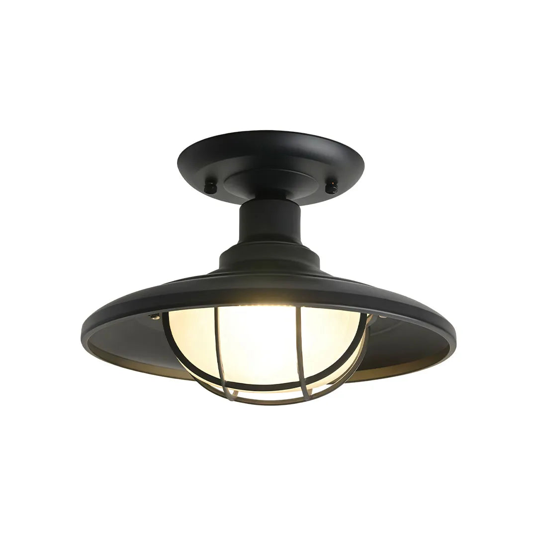 Svart Semi Flush Taklampa Vintage Glas Utomhuslampa