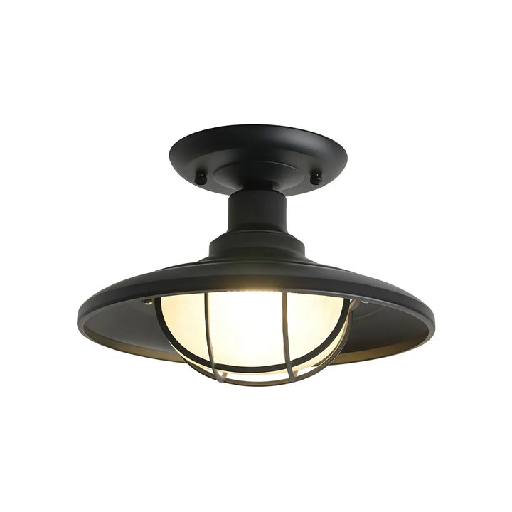 Svart Semi Flush Taklampa Vintage Glas Utomhuslampa
