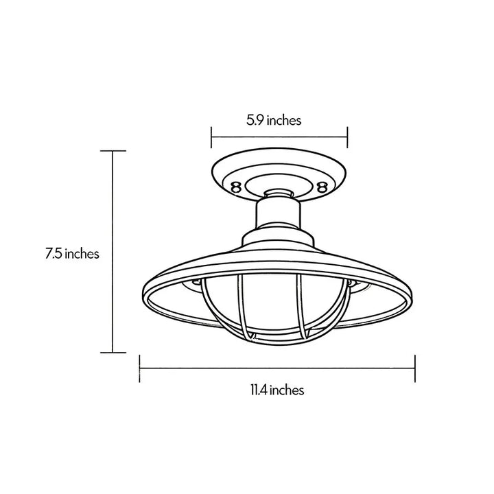 Svart Semi Flush Taklampa Vintage Glas Utomhuslampa