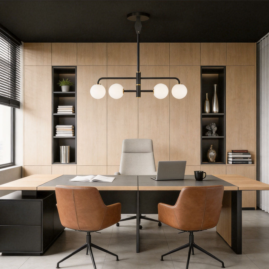 Svart Semi Flush Mount Lampa Minimalistisk Lutande Taklampa