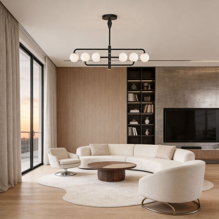 Svart Semi Flush Mount Lampa Minimalistisk Lutande Taklampa
