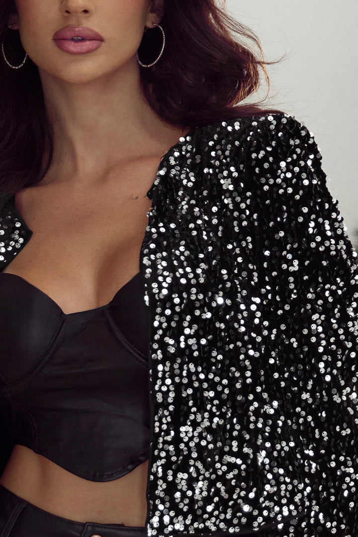 | Jacka Med Sequins Och Open Front