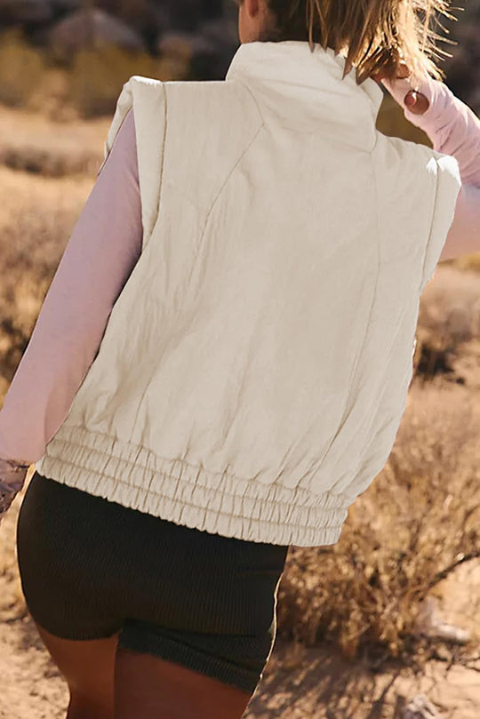 | ståkrage Knapp Sleeveless Lös Ficka Box Jacka