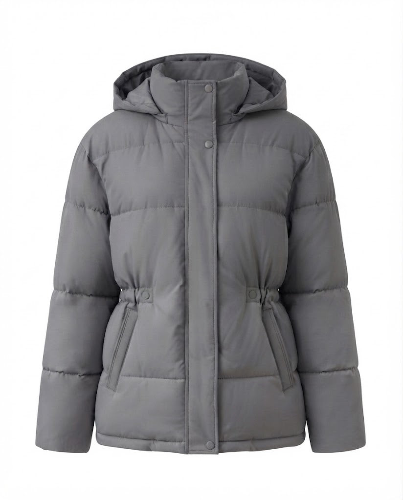 Dam Oversize Quiltad med Huva Jacka med Värmande Thermo Padding