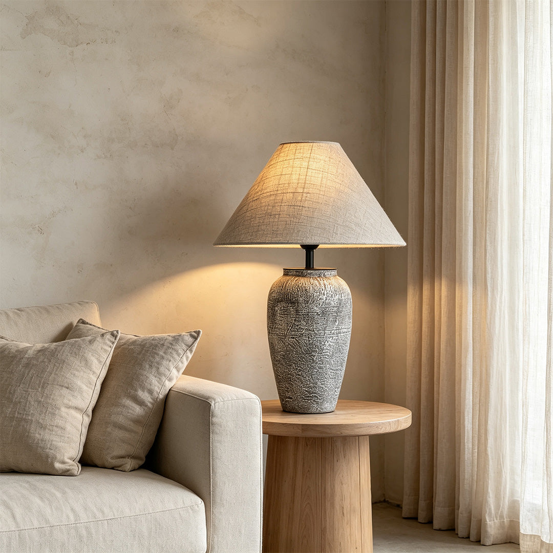 Keramisk Bordslampa Wabi-Sabi Sängbord Dekorativ Lampa