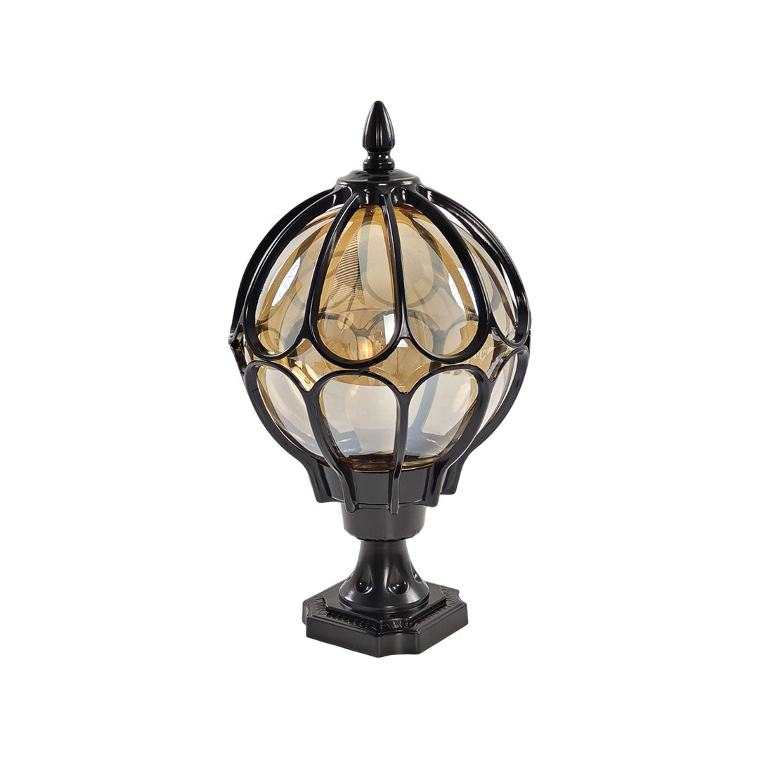 [Öppen Låda] Utomhus Glob Pelarlampor Retro Glas Glob Koppar Staketstolpe Lampa