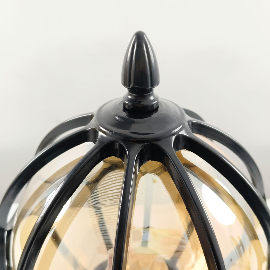 [Öppen Låda] Utomhus Glob Pelarlampor Retro Glas Glob Koppar Staketstolpe Lampa