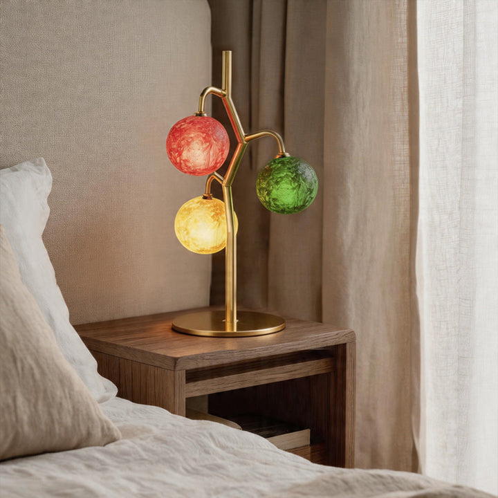 Färgglada Glasbordslampor Fransk Stil Trehuvudslampa