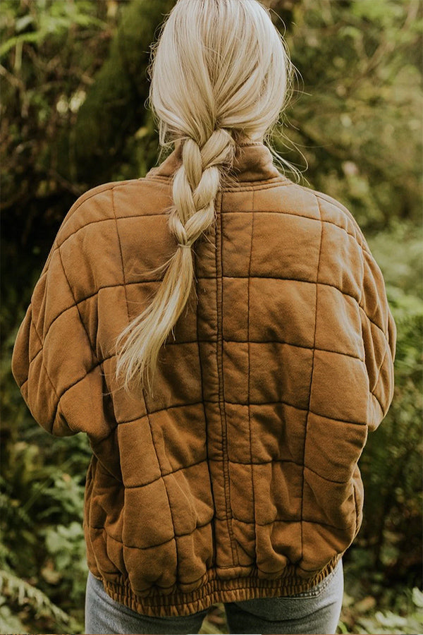 | Fäst Ficka quiltad Jacka Crop