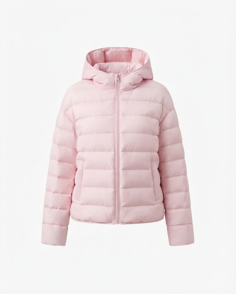 Dam Minimalistisk Kort Thermo Quiltad Jacka med Ergonomisk Huva, Tailored Seam Design och Vindtät Outer Shell