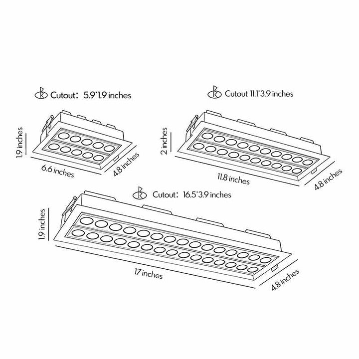 2 ST LED Infällda Takspotlights Grille LED Linjär Lampa