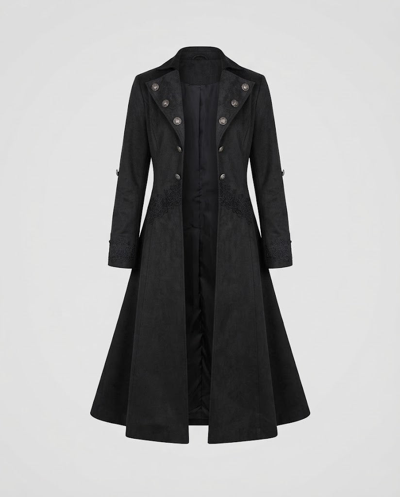 Dam sammet jacka med Asymmetric fåll och Lace Trim