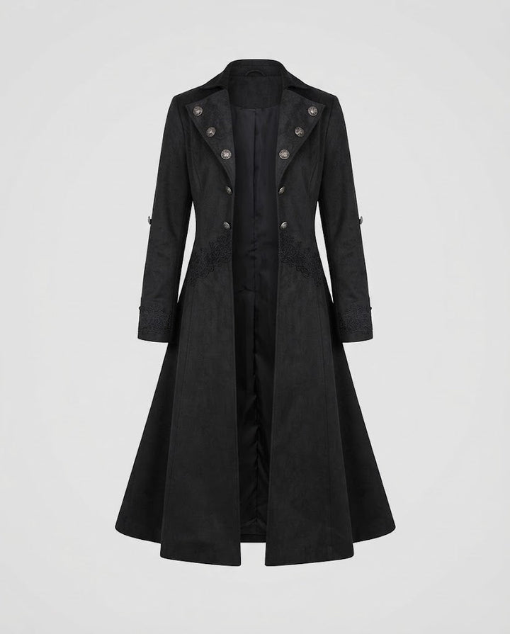 Dam sammet jacka med Asymmetric fåll och Lace Trim