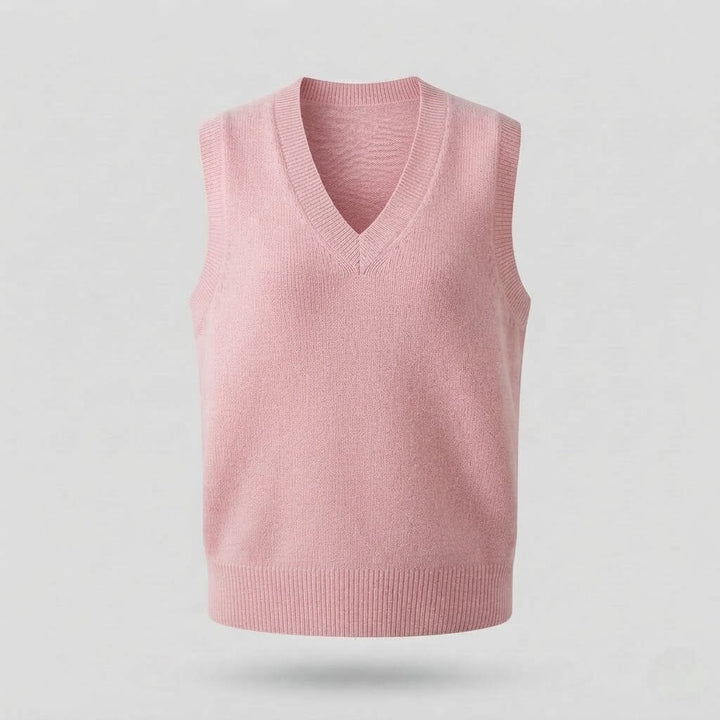 Dam ärmlös Mohair-stil lång Waistcoat med Deep V-ringning och mjuk Drape