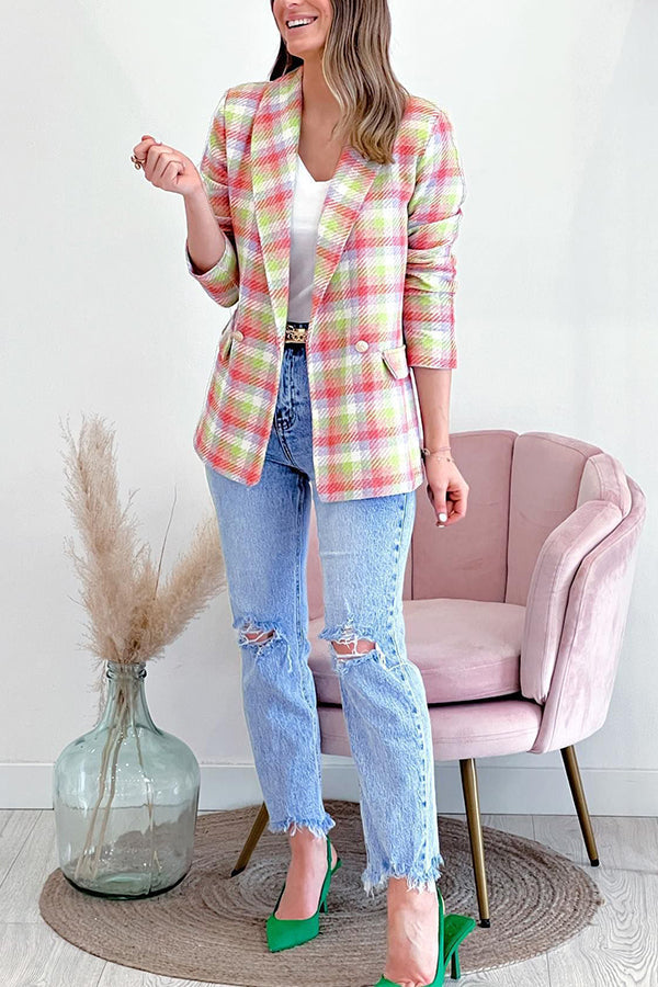 | ärm Fickor Printed Double Knapp casual Jacka