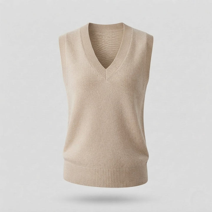 Dam ärmlös Mohair-stil lång Waistcoat med Deep V-ringning och mjuk Drape