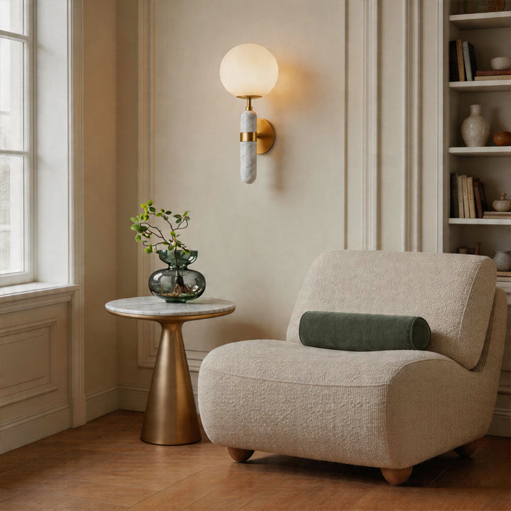 Guld Väggsconces Belysning Modern Minimalistisk Marmor Mässingslampa