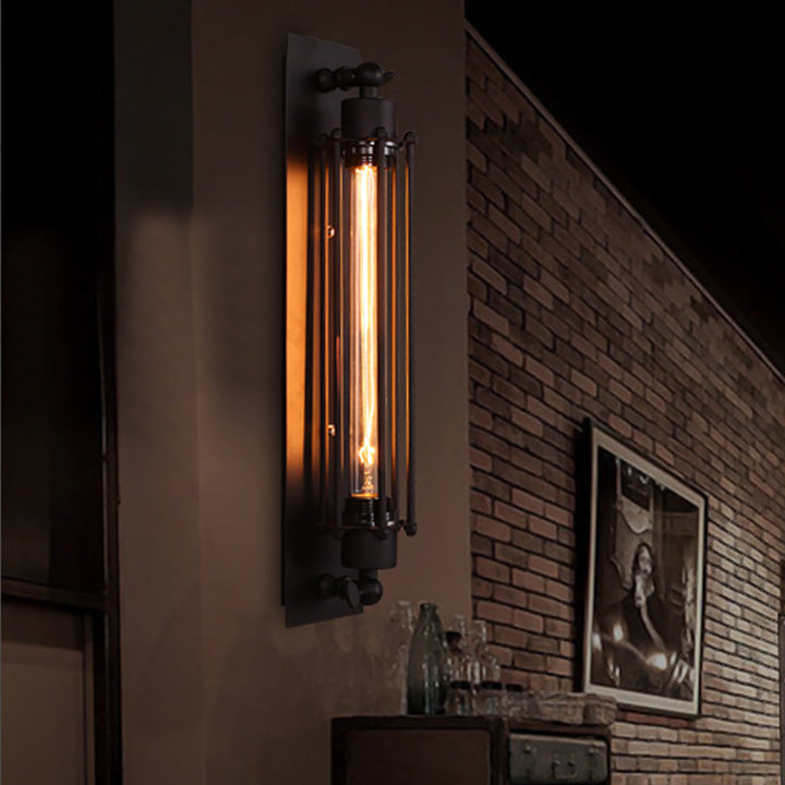 [Öppen Låda] Vintage Industriell Vägglampa Svart Järn Linjär Lampa
