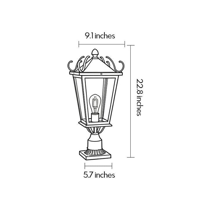 2 PCS Utomhus Pelarlampor Europeisk Vintage Aluminium Lampa