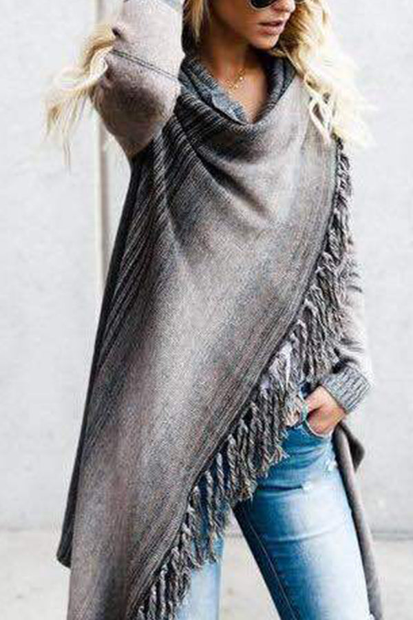 | Längd Slim Skärning modeable Fringed randig Jacka