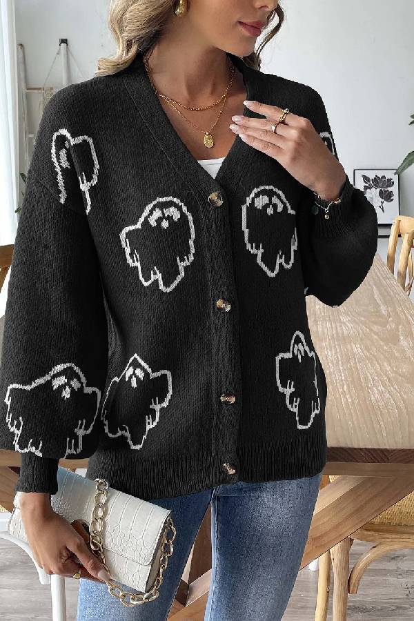 | Lös casual Cartoon Jacquard Jacka