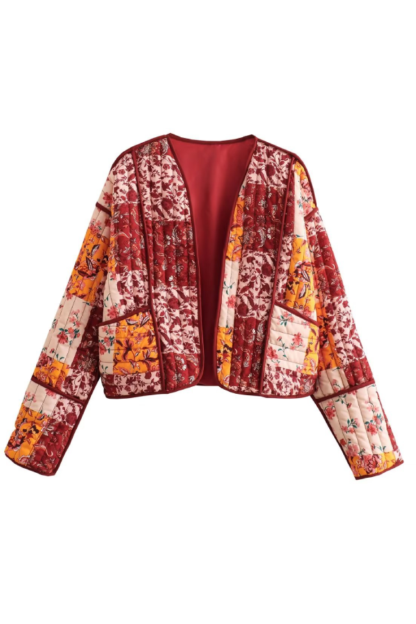 | casual Kort Cardigan quiltad Bomull Jacka