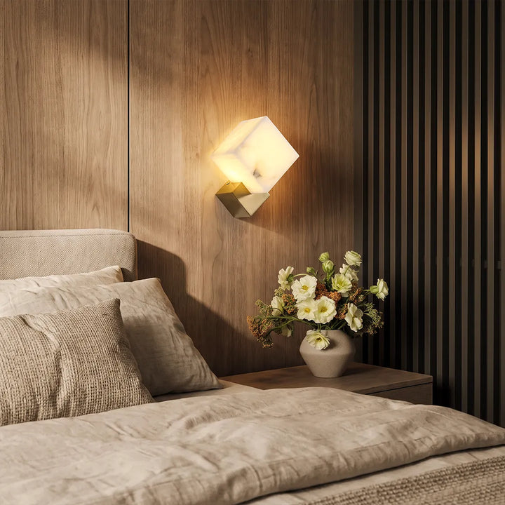 Geometrisk Vägglampa Modern Messing och Marmor Ljus
